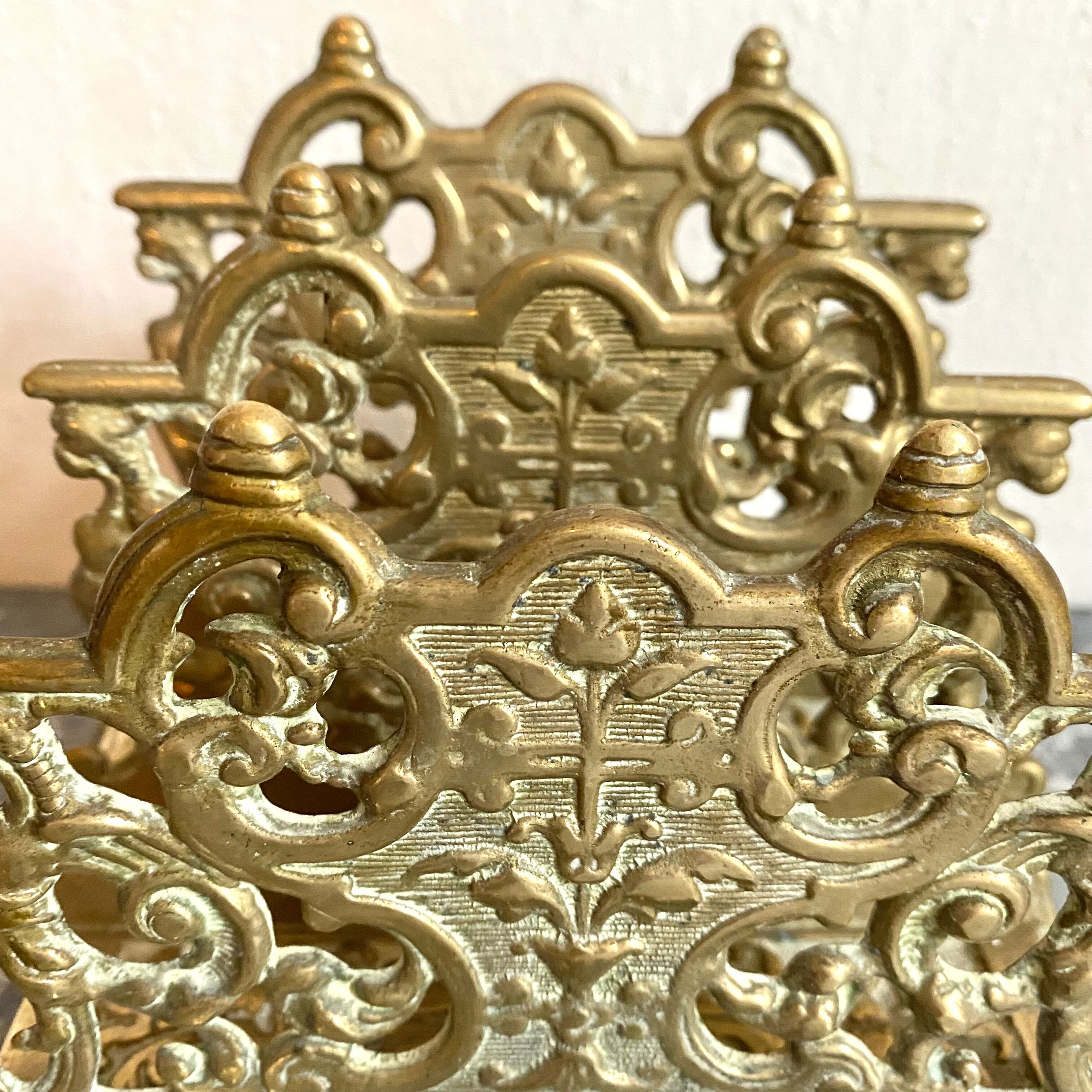 Vintage letter holder in gilded brass