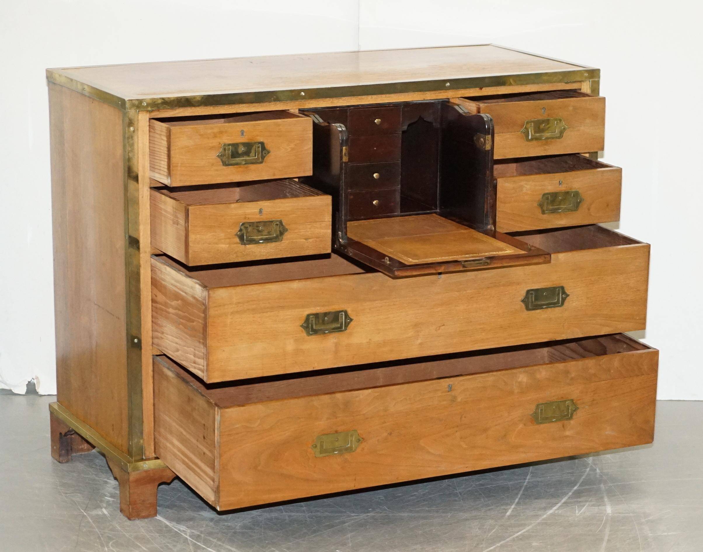 Military commode in solid oak and brass circa 1880