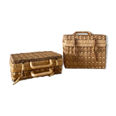 Lot de deux valisettes vintage en rotin