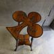 Art nouveau table with a pyrograved decoration
