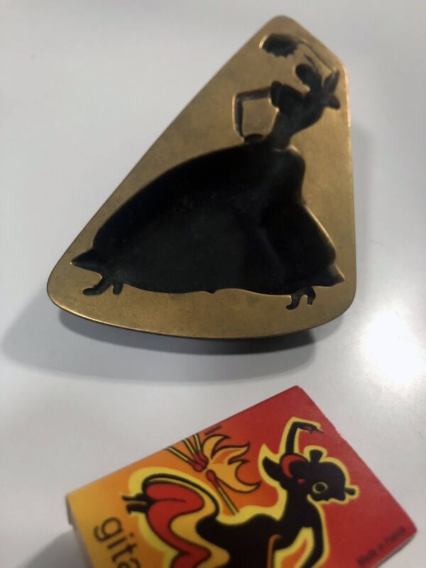 Cendrier vintage • gitanes • cuivre massif • max ponty • 1950-1960