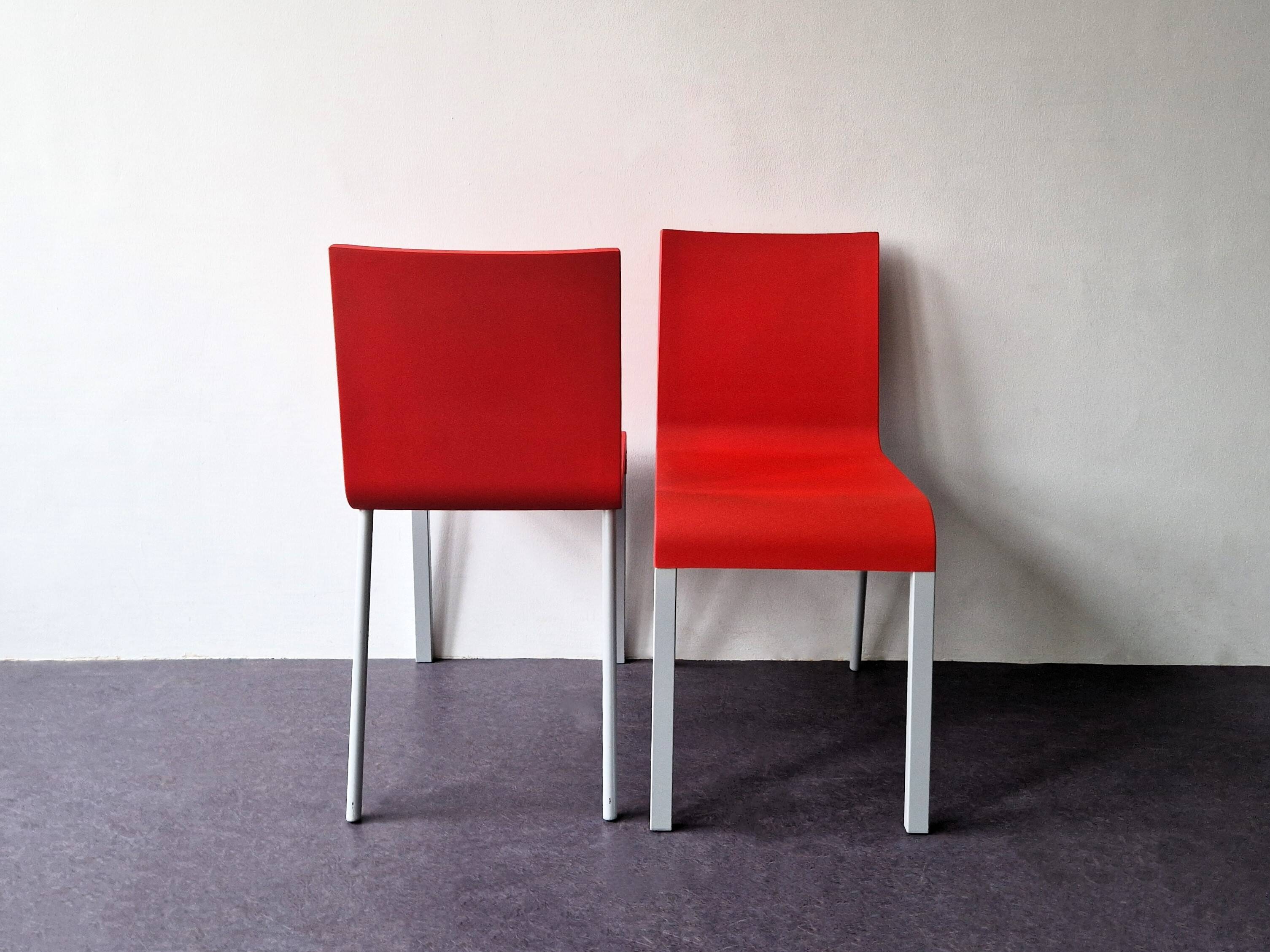Ensemble de 2 chaises rouges .03 de Maarten van Severen pour Vitra, Suisse 1998