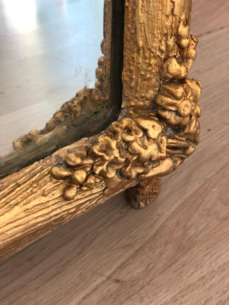 Large old mirror between two gilded pediment louis Philippe ice mercury