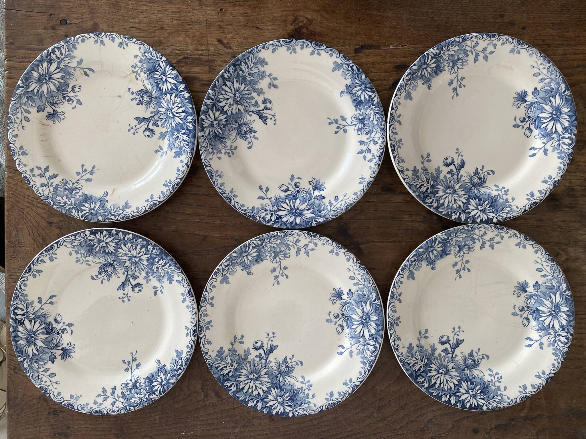 6 assiettes plates en terre de fer Gien "fleur d'automne"