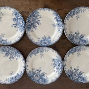 6 assiettes plates en terre de fer Gien "fleur d'automne"