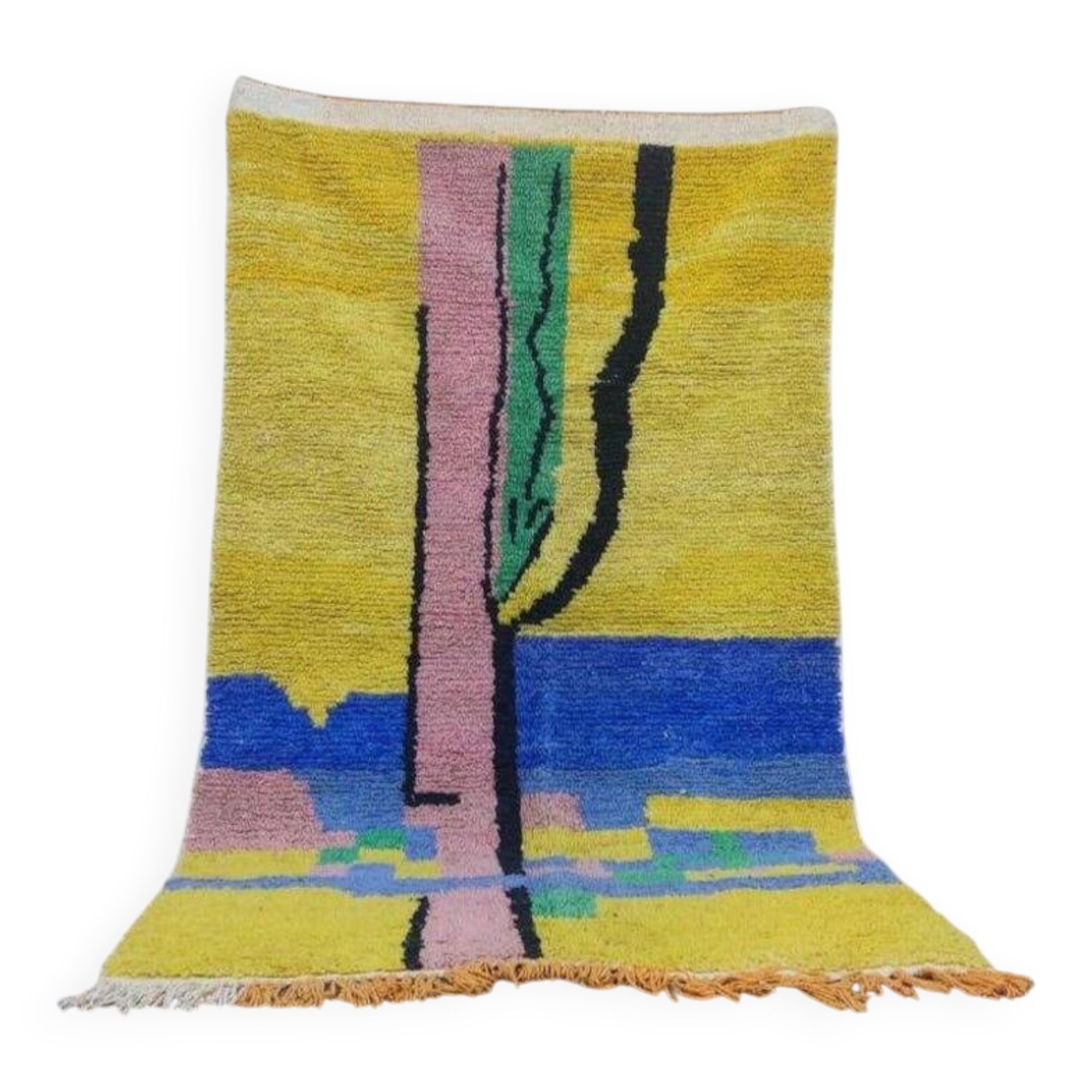 Handwoven natural wool rug, size 1.5/2.5 m.