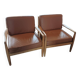 Fauteuil scandinave cuir et bois