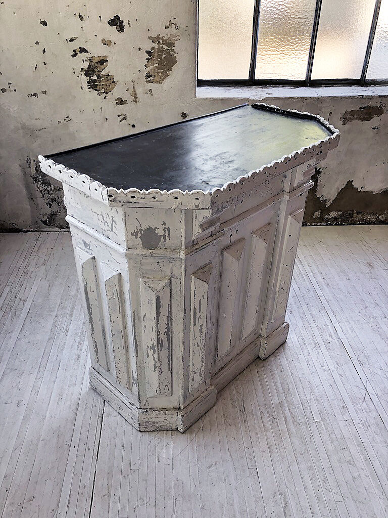 White patina and zinc counter