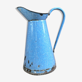 Large blue speckled model enamel pitcher