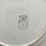 Assiette à dessert ancienne en terre de fer décor cerises faïence de Pexonne