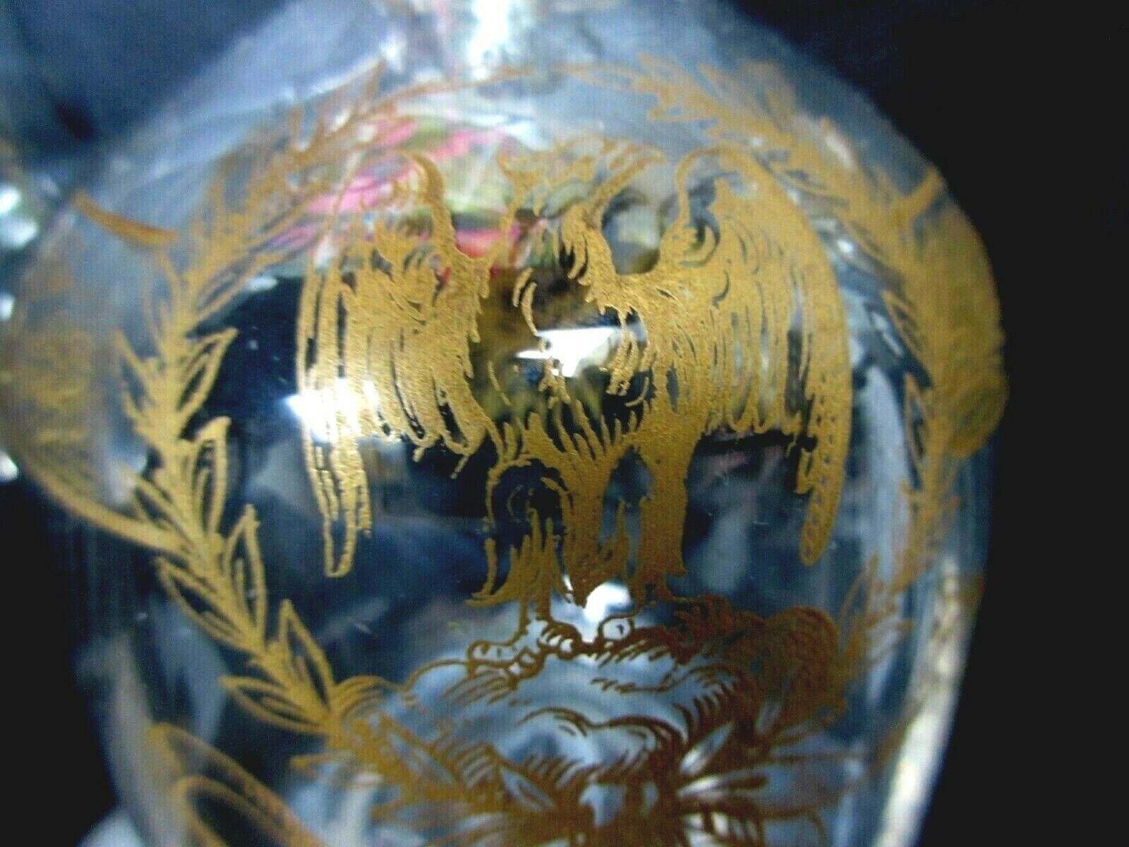 Carafe ewer colorless enamelled fine gold, Empire style: Eagle and louis XVI knot