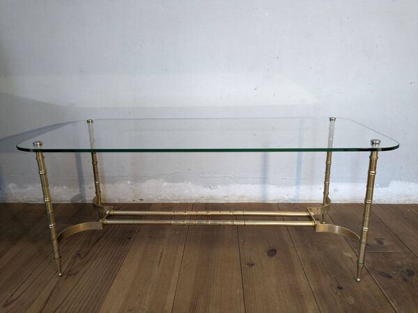 Table basse design en métal doré façon bambou dlg bagues