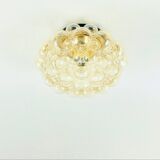 Large Mid-Century Amber Bubble Glass Ceiling Lig by H. Tynell for Limburg