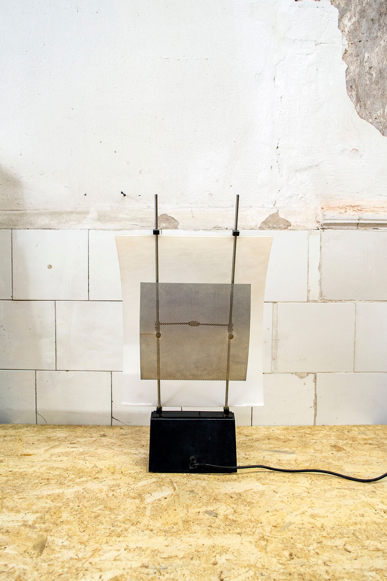 Murano metal and Murano glass table lamp by Alox Italia Anni '80