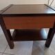 Brutalist bedside table in solid elm.