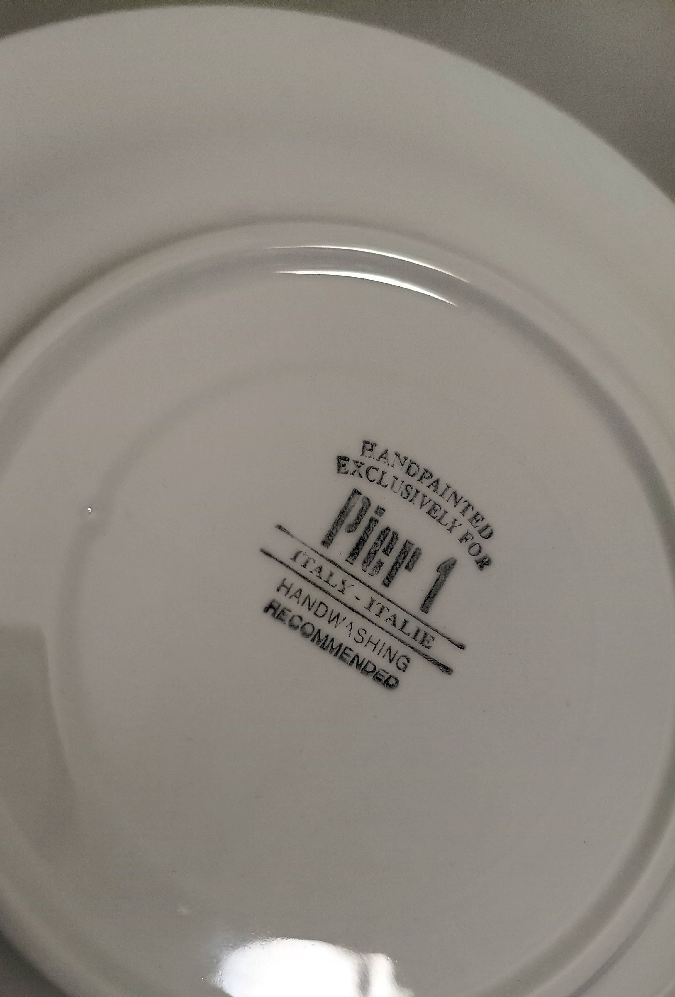 Lot de 4 assiettes à dessert en faïence peintes à la main – Pier 1 – Italie