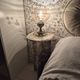 Pair of Italian bedside lamps by Targetti – Amber Glass and Brass