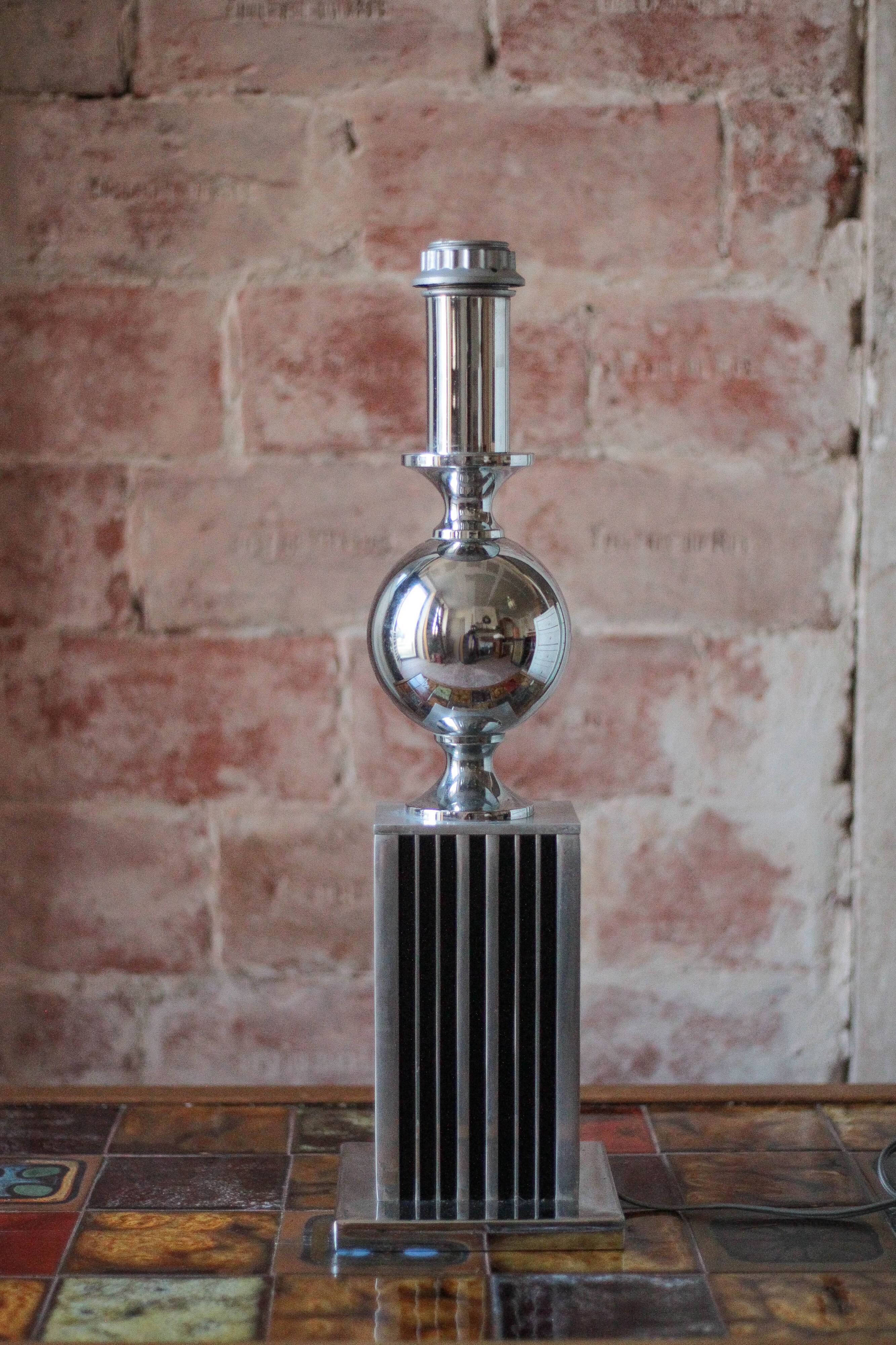 Large floor lamp from Maison Barbier, chrome Bauhaus design lamp.