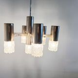 Chrome and glass chandelier, 1970s