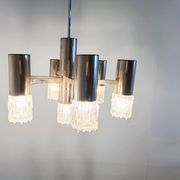 Lustre en chrome et verre, années 1970