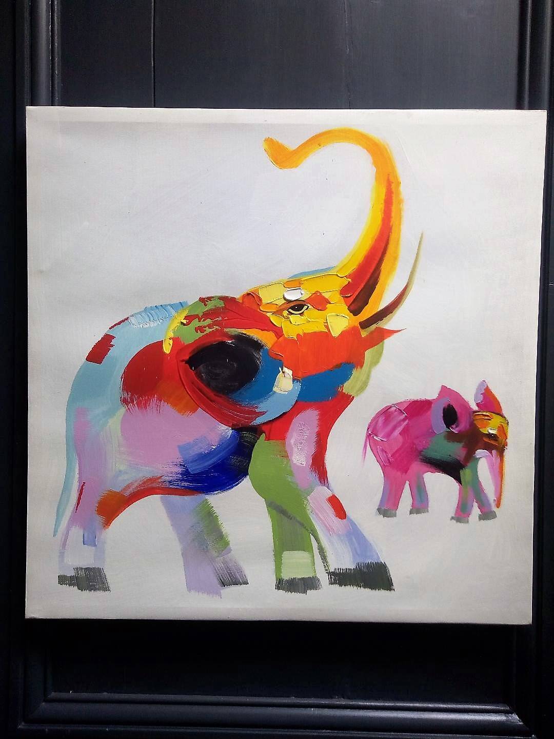 Oil on canvas elephant 58 cm x 58 cm