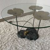 Table basse nénuphars en bronze vintage