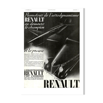 Affiche vintage années 30 Renault Automobiles
