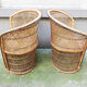 2 old armchairs 'Emmanuelle' in wicker