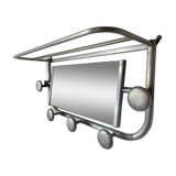 Aluminum wall-mounted coat rack with mirror