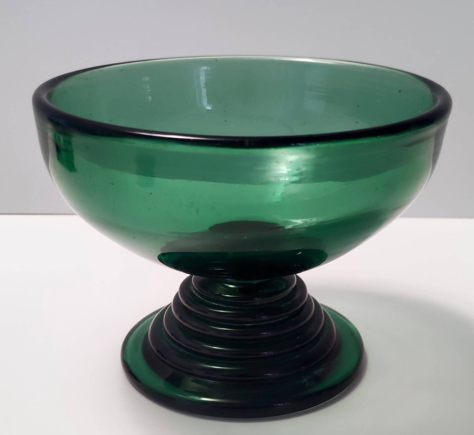 Hand Blown Green Glass Centerpiece / Bowl, Made in Empoli, Italy