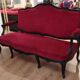 Antique Louis XV style red velvet settee