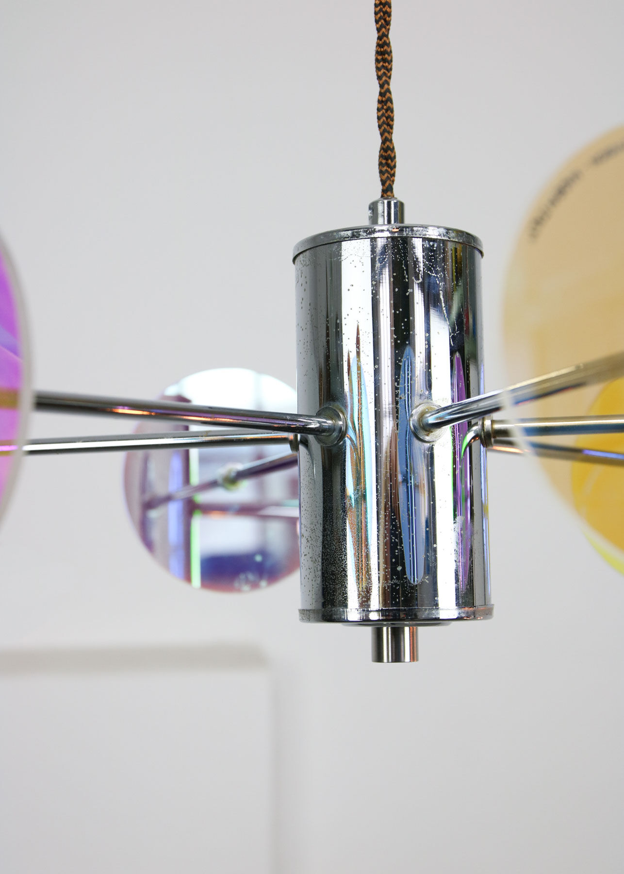 Vintage Italian Chrome Lamp Duo, 70s