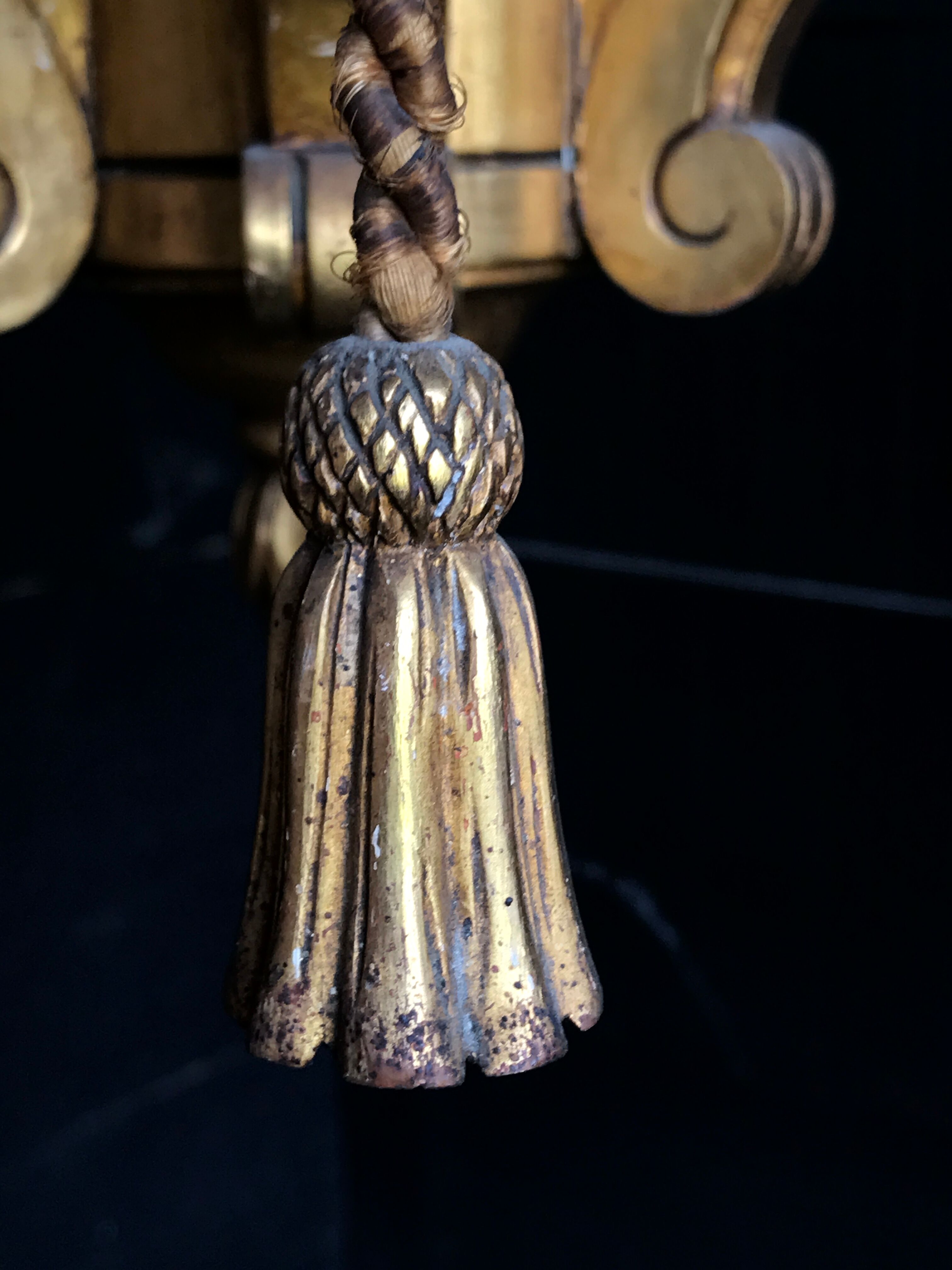 Golden wood chandelier