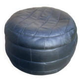 Black leather patchwork pouf by De Sede