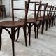 Set of 7 old Baumann bistro chairs in curved wood with round seat