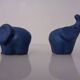 Mid-Century Blue Ceramic Elephants, Austria, Set of 2