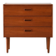 Table de chevet scandinave vintage en teck avec trois tiroirs