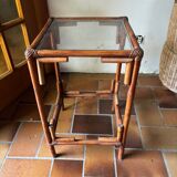 Bamboo and glass side table, 1970s