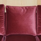 Sofa set and a pair of Victorian velvet armchairs.