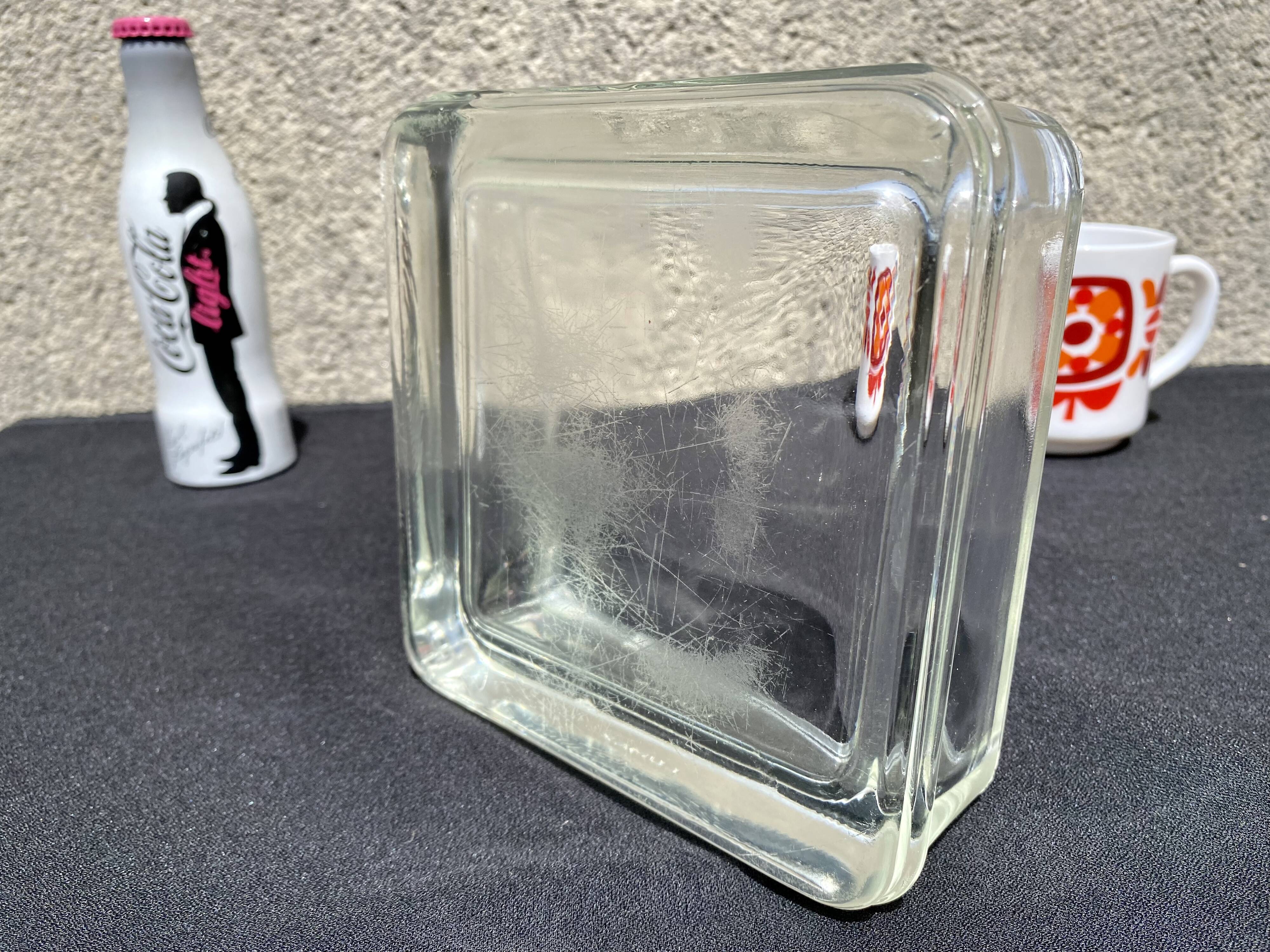 Empty pocket glass brick Lumax rare large model low vintage 60s