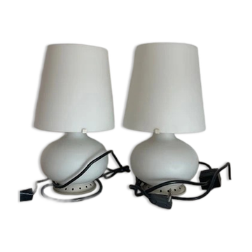Paire de lampes de chevet FontanaArte en verre opalin, modèle Fontana 1853/0