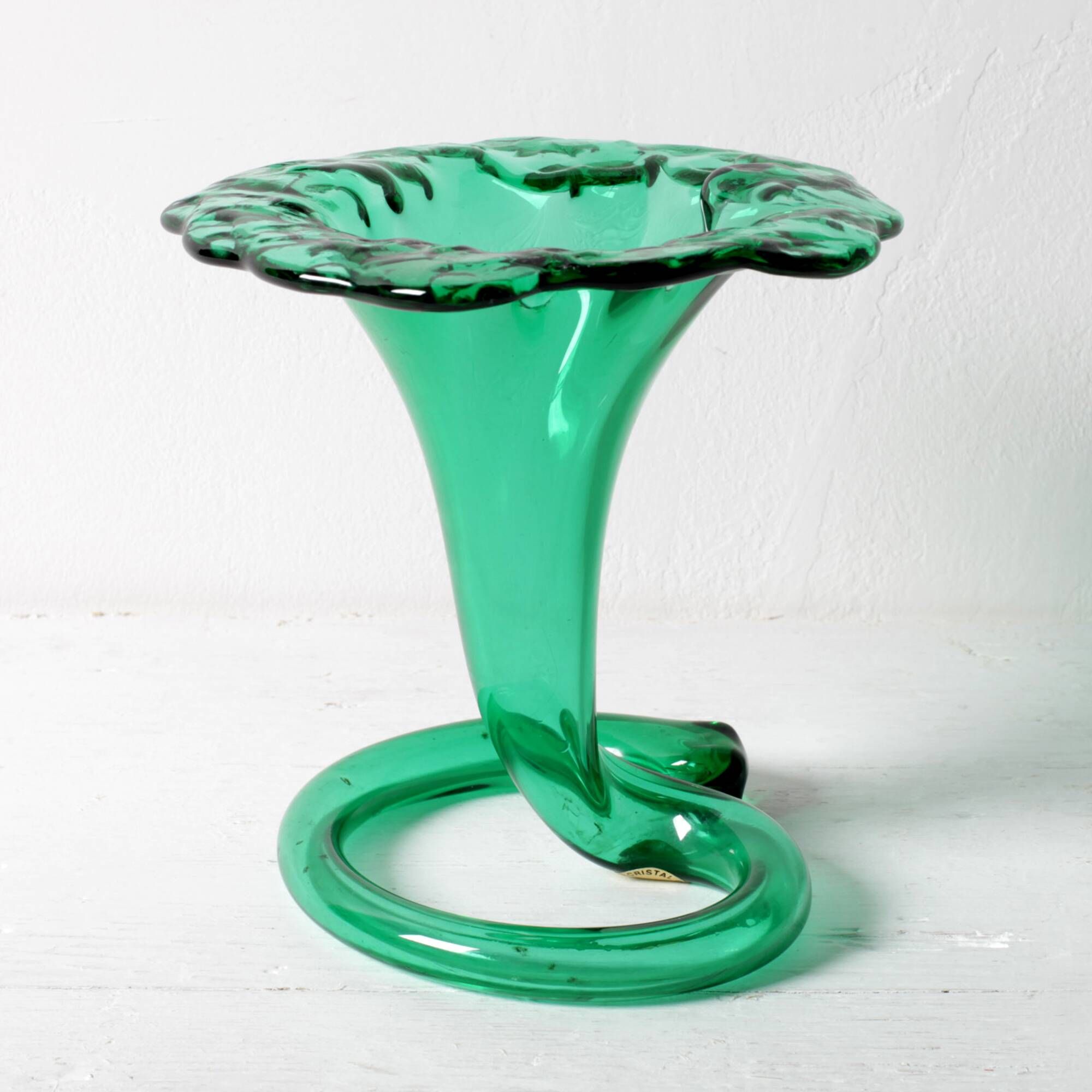 Vintage Green Glass Art Vase / Hand-blown Home Decor / Stilvetro / Rome