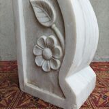 Sculpted Carrara marble stool column
