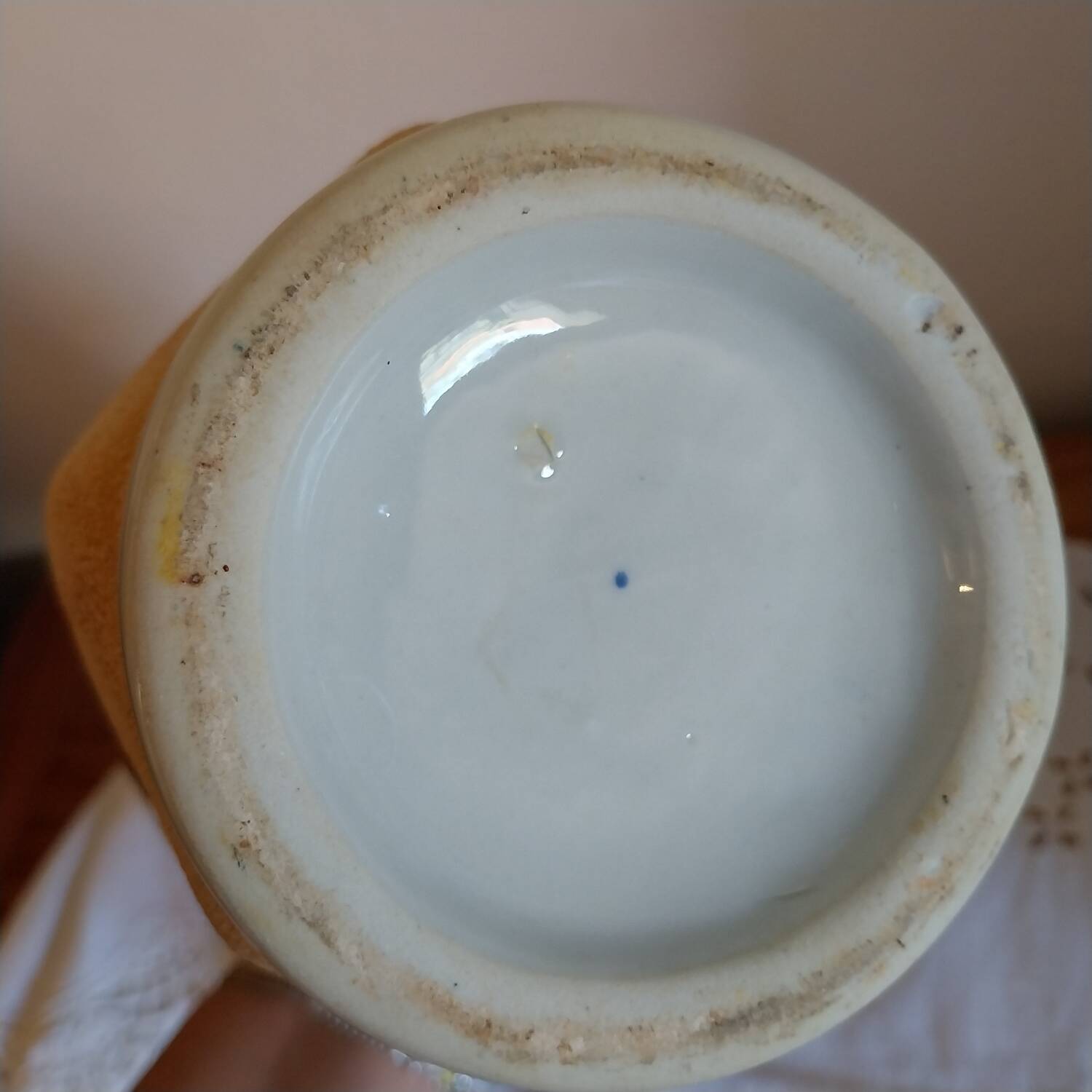 Vintage vase in Delf blue porcelain and cracked ceramic