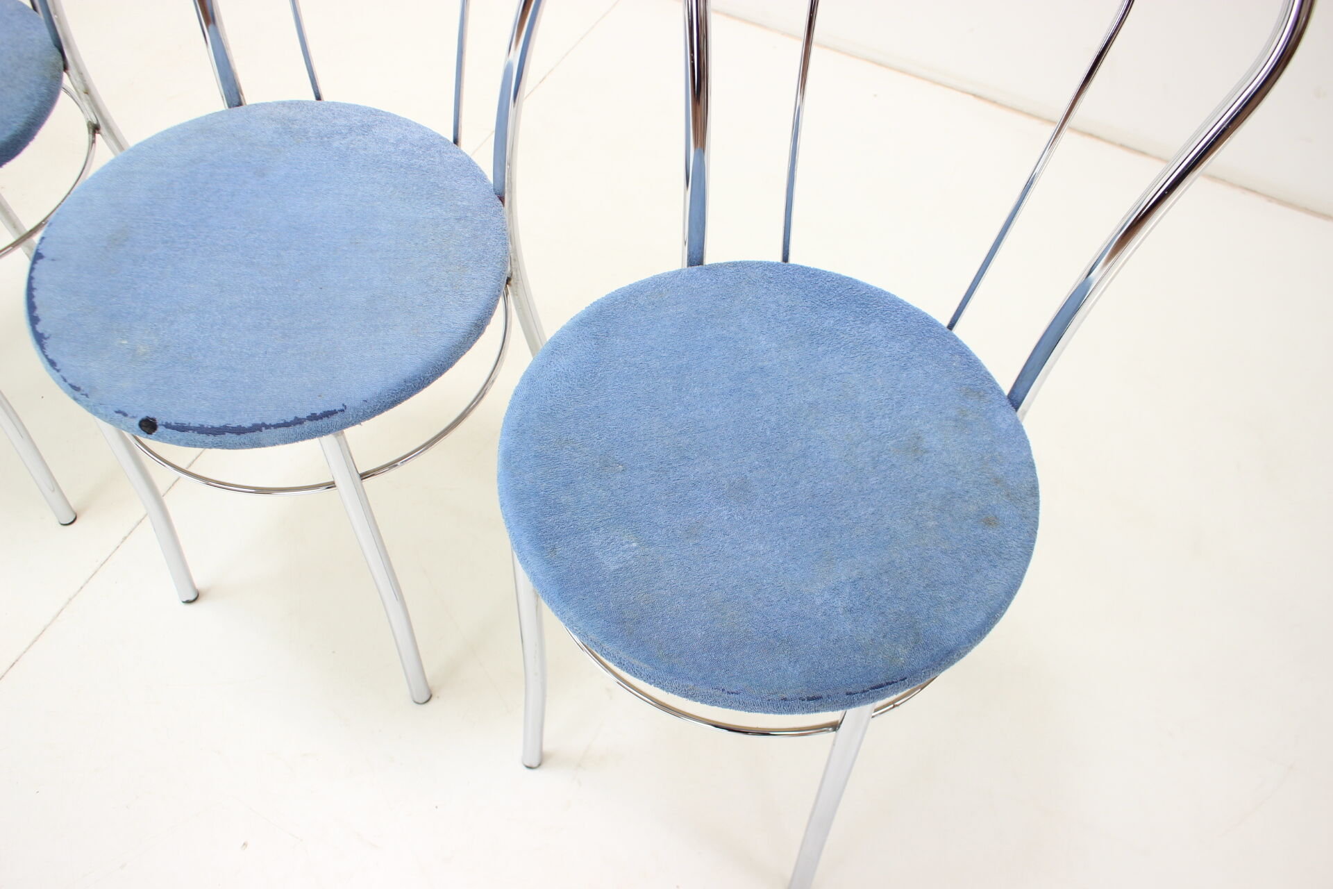 1980s Set of Four Chrome Dining Chairs, Italy