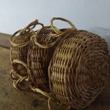 Suspension of three wicker baskets