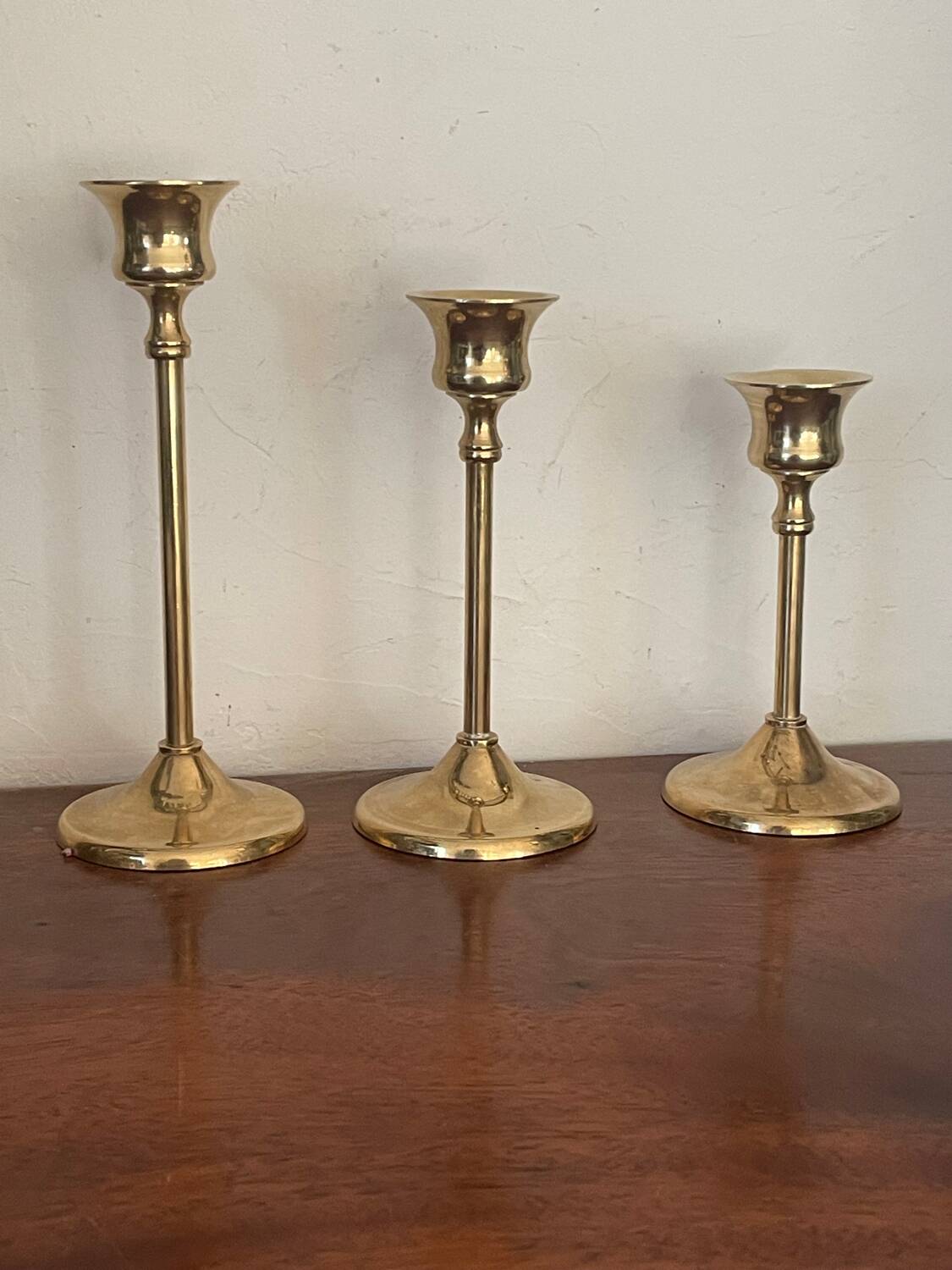 Bougeoirs scandinaves en laiton vintage