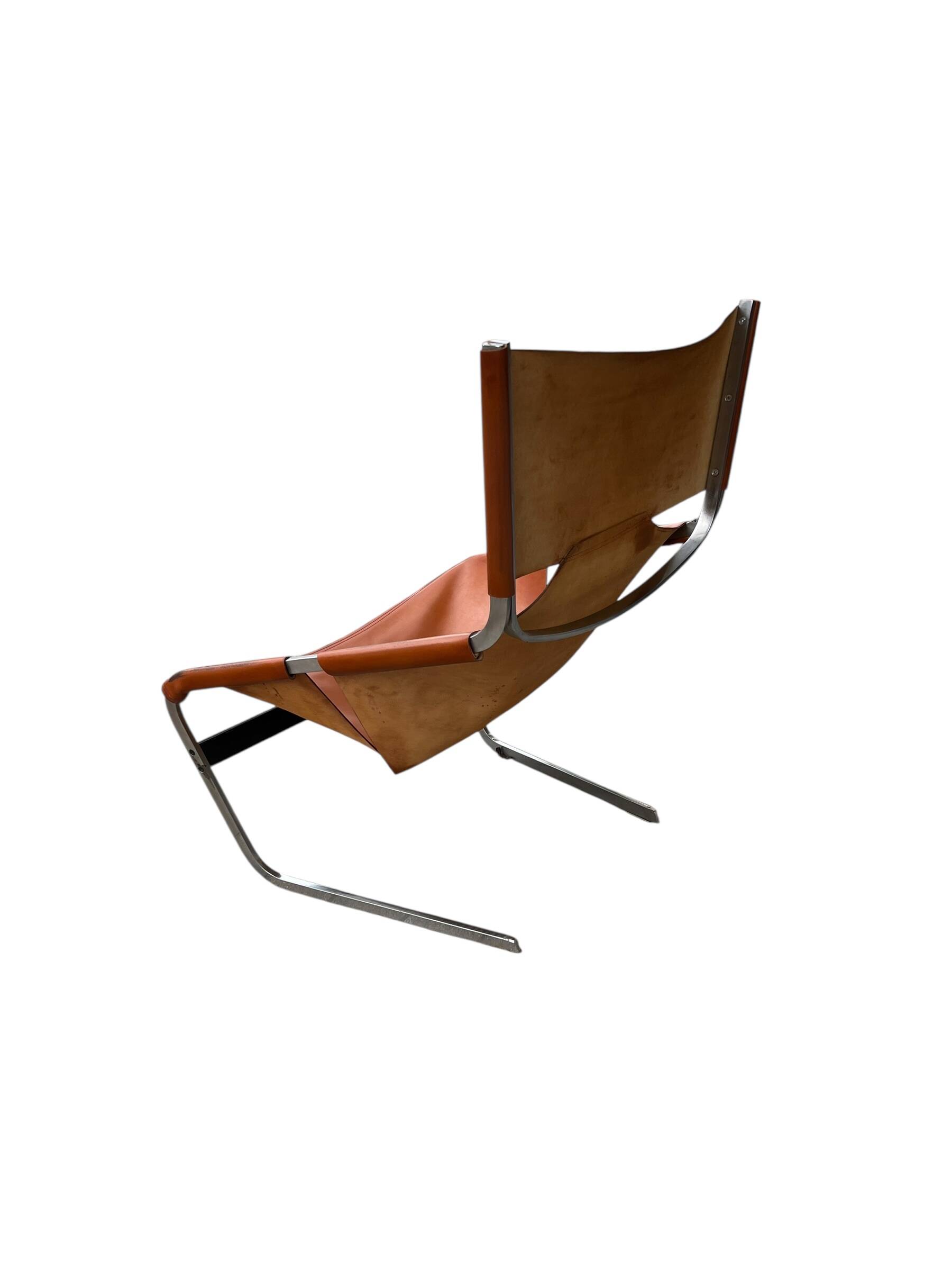 F444 lounge chair in cognac leather by Pierre Paulin for Artifort