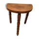 Tabouret tripode demi lune en bois massif