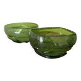 Lot de 2 coupelles en verre soufflé vert vintage Coupelles artisanales